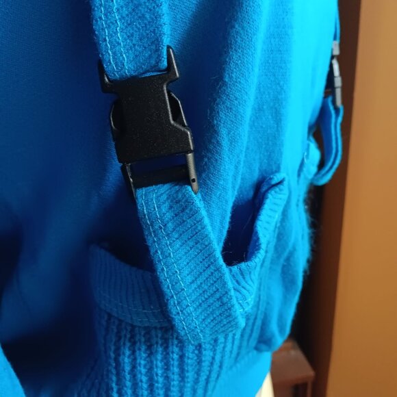 Medium Vintage 1980's New Wave Knit Sweatshirt Buckle Strap Pockets Nicolette - Picture 3 of 8